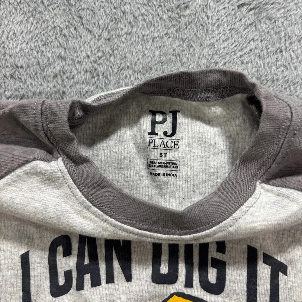 PJ Place Jumping Beans Cat & Jack 5T Gray Brown Construction Pajamas Sweatshirt